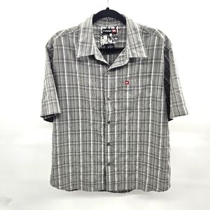 Tony Hawk Gray Plaid Casual Short Sleeve Button-down Skater‎ Shirt Large